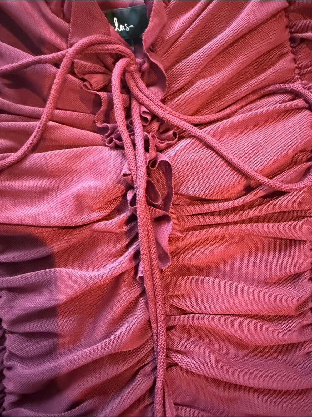 Lulus Ruched Burgundy Lace-Up Corset Bodysuit - M - Picture 4 of 6
